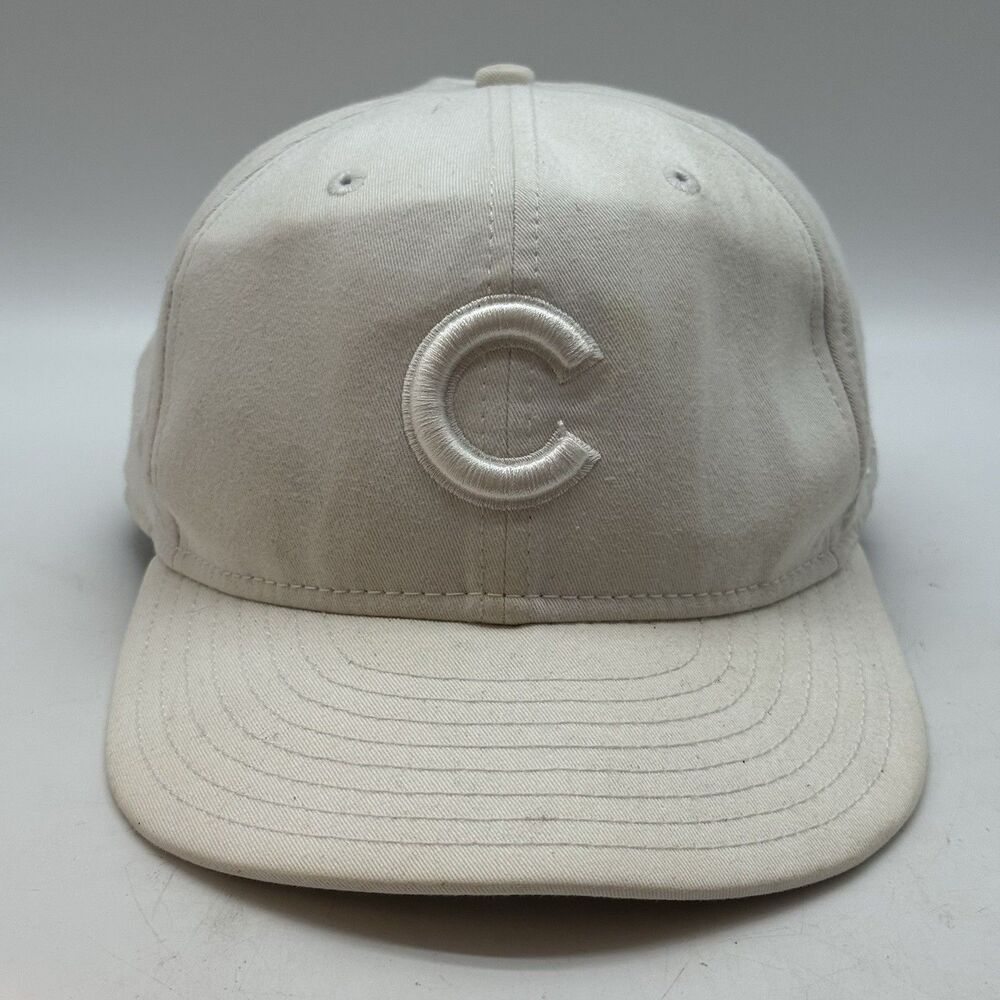 Chicago Cubs MLB Baseball Cap Fitted 7.25 White on White New Era 59Fifty Hat GM